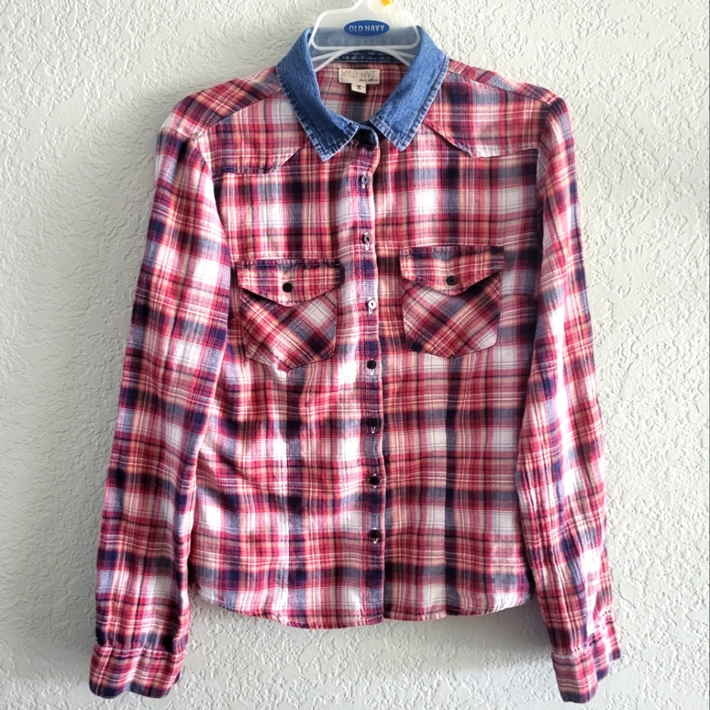 Wild Heart Red Plaid Shirt Sz S